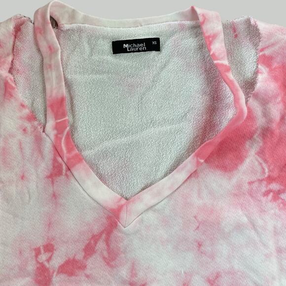 MICHAEL LAUREN NWT SWANSON BOHO HIPPIE TIE DYE CUTOUT SWEATSHIRT PINK XS - Picture 3 of 10